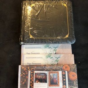 7x7 black scrapbook with extra pages and covers